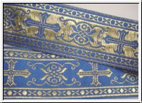 Mittelalter Borte Kreuze Gold-Blau