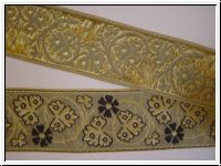 Borte Ranken und Bl�ten Oliv Gold Schwarz