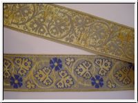 Borte Ranken und Bl�ten Oliv Gold Blau
