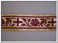 Mittelalter Borte Kreuze Gold Aubergine