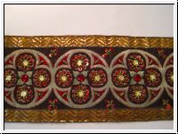 Pr�chtige Mittelalter Borte Handbestickt Bordeaux Breit