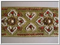 Exquisite  Borte Olivgr�n Gold Handbestickt