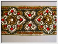 Exquisite  Borte Schwarz Gold Handbestickt
