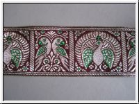 Edle Borte Pfau Dunkel Braun Gr�n Gold