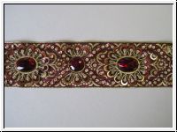 Prunk Borte Handbestickt Bordeaux Gold