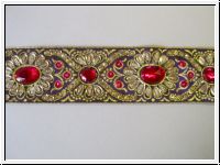 Prunk Borte Handbestickt Lila Pink Gold