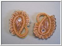 Handgestickte Applikationen Paisley Kupfer Gold