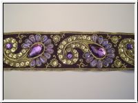 Prunkborte Handbestickt Paisley Lila Breit