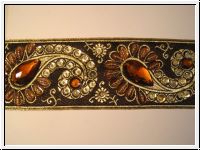 Prunkborte Handbestickt Paisley Braun Bernstein Breit
