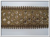Handbestickte Borte Rauten Bronze Beige Braun