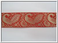Edle Borte mit Pfauen Orangerot Gold