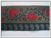 Elegante Blumen Borte Mocca Marine Rot