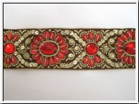 Prunkborte Handbestickt Rot Gold