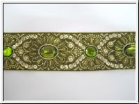 Prunkborte Handbestickt Olivgr�n Peridot