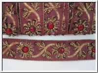 Handbestickte Borte Bordeaux Altgold Bronze