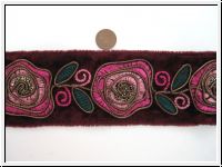 Gestickte Bord�re Auf Samt Bl�ten Art Deco