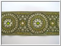 Handbestickte Borte Olivgr�n Gold