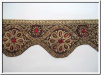Handbestickte Borte Bordeaux Gold Rubin