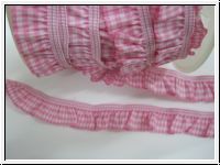Elastische R�sche Vichy Karo Weiss Rosa