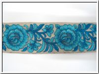 Gestickte Borte Rosen T�rkis