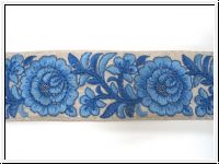 Gestickte Borte Rosen Himmelblau