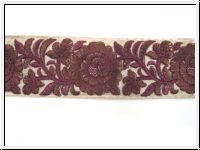 Gestickte Borte Rosen Braun Lila