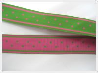 Ripsband Streifen Tupfen Gr�n Pink