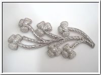 Blumenranke Silber Bouillon Handgestickt
