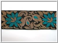 Borte Blumen Schwarz Bronze Petrol