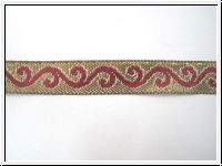 Mittelalter Borte Scroll Gold/Beige Himbeer