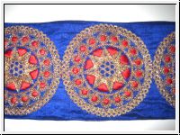 Mittelalter Borte Gestickt Tintenblau Rot Gold