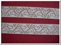 Brokat Borte Weiss m. Gold Ranken