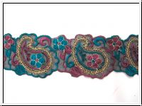 Zarte Borte Gestickt Paisley