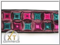 Borte Gestickt Pink- Rose- Gr�nt�ne