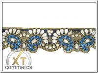 Handbestickte Borte Blau Silber Gold