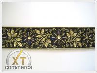 Handbestickte Borte Bl�ten Gold Schwarz