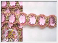 Handbestickte Borte Gold Rosa