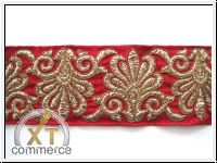 Gestickte Borte Bordeaux Altgold