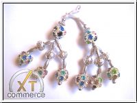 Perlenquasten Silber Bunt Strass
