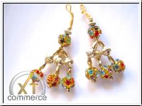 Perlenquasten Gold Bunt Strass