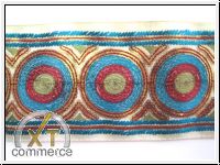 Gestickte Borte T�rkis Bordeaux
