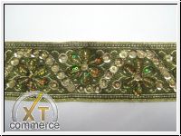 Handbestickte Borte Olivgr�n Gold