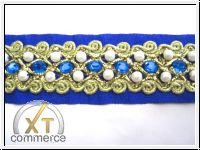 Handbestickte Borte Blau T�rkis Mit Perlen