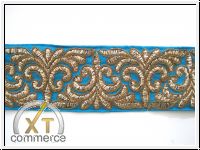 Gestickte Borte T�rkis Altgold