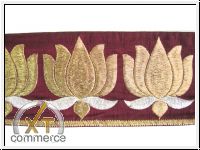 Gestickte Borte Bordeaux Altgold Silber