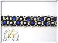 Handbestickte Borte Chenille Marine
