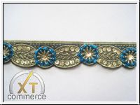 Handbestickte Borte Gold T�rkis
