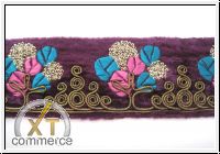 Gestickte Borte Samt Blumen