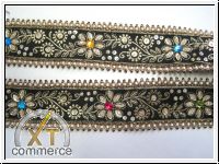 Handbestickte Borte Schwarz Gold Bunt