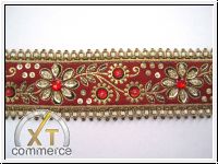 Handbestickte Borte Rot Gold